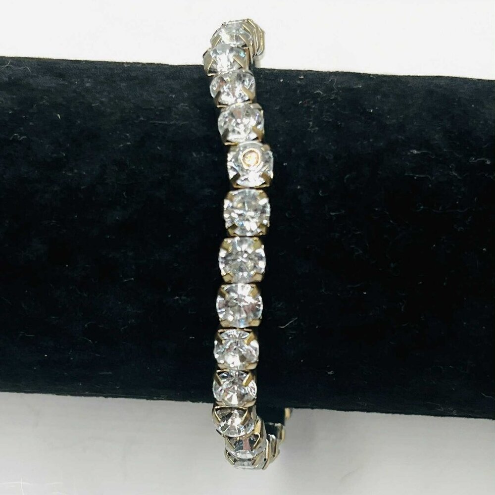 Vintage Crystal Rhinestone Stretch Bracelet | 1990s Glam Sparkle